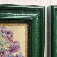 Floral Botanical Framed Art Green Frame Pansy Hydrangea Pair Cottage Farmhouse