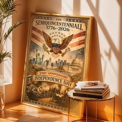 US 250th Anniversary Frog Wall Art Patriotic American Flag Poster Decor