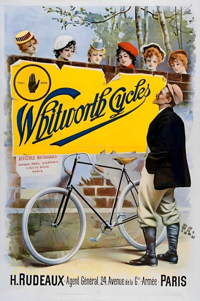 16594.Wall Decor Poster.Interior Art.Whitworth Cycles French Bicycle Ad 1900s