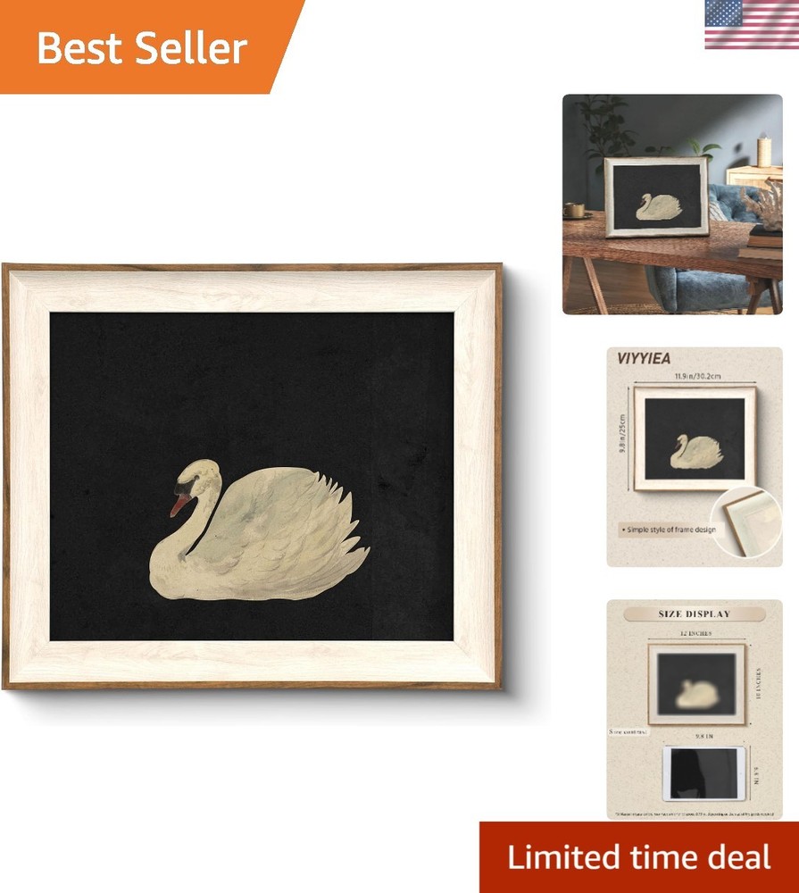 Vintage Swan Canvas Wall Art – Framed Decor for Living Room & Bathroom Gifts