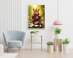 Cute Samurai Squirrel Printable Wall Art, Samurai Portrait, Squirrel Digital Art
