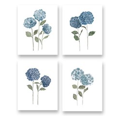 XUOIAYNB Watercolor Blue Flower Art Print-Blossom Hydrangea 8 x 10 Inch, blue