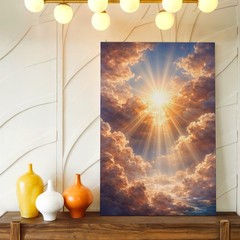 Wall Art Sun Rays Through Clouds Heavenly Sky Modern Aesthetic Gallery Print