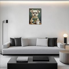 Cute Retro Animals Dog Book Lovers Gifts Bookish Gifts Wall Decor Canvas Wall…