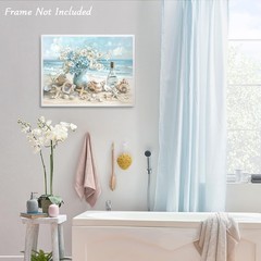 Ocean Beach Canvas Wall Art Seascape Seashells Starfish Coastal Poster Print