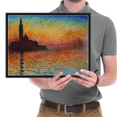 Framed Wall Art Dusk in Venice by Claude Monet Pictures Artwork Black Frame