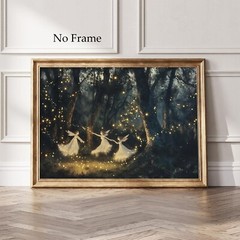 Fairy Canvas Wall Art Dark Forest Painting Vintage Fairy Art Print Forest Wit…