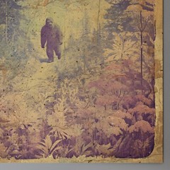 Retro BIGFOOT Fine Art Print, Sasquatch Botanical Poster, Cryptid Yeti Decor