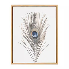 24 In. X 18 In. «Peacock Feather» by Tai Prints Framed Canvas Wall Art