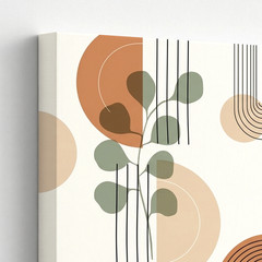 3 Pieces Abstract Botanical Earth Tones Geometric Shapes Large Wall Art Decor