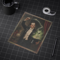 Vintage MAGICIAN ALIEN Wall Art, Magic Trick Satan Decor, Evil Cryptid Poster