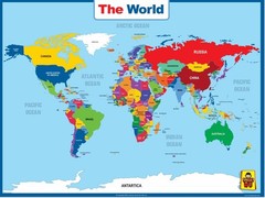 World Map Laminated Poster -Double Side Educational Poster For Kids/Adults -17 x