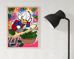 Alec Monopoly Ironing Money Art Print | Mounted Canvas | Framed Canvas |Acrylic