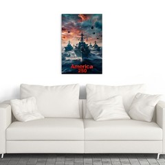 America 250 Celebrate – USA Navy Warship Inspired Graphic – POSTER 20″x30″
