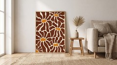 Boho Abstract Floral Poster Minimalist Neutral Brown Cream Living Room Wall Art