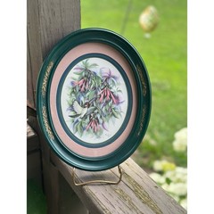 Home Interior Vintage Oval Framed Hummingbird & Honeysuckle Don Kent Set 1994