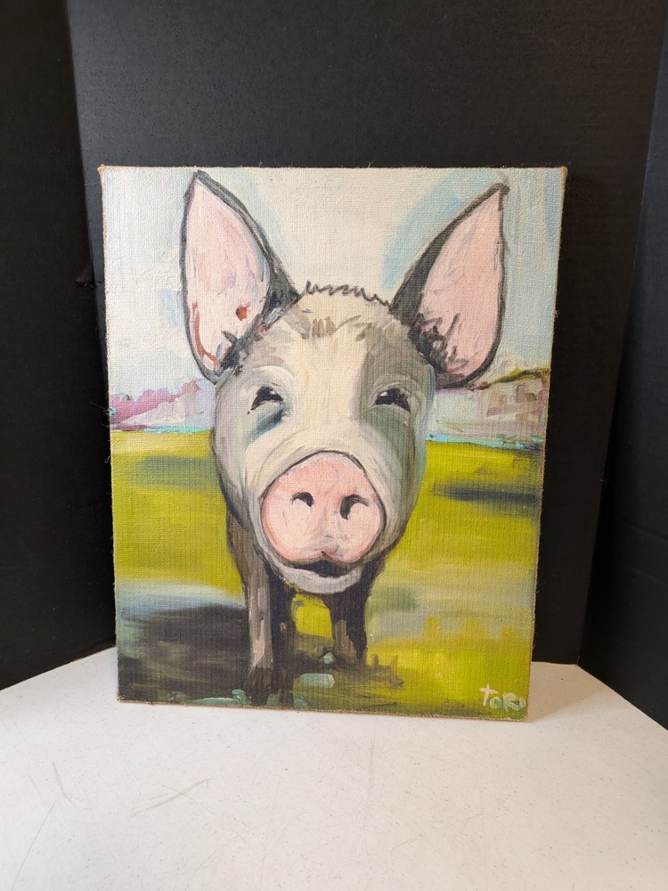 Canvas Pig Print Farmhouse Decor Wall 20×16 Tori Campisi