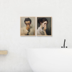 Funny Bathroom Wall Art Vintage Mid Century Art Prints,Farmhouse Bathroom Decor