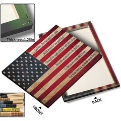 American Flag Canvas Wall Art: God Bless America Lyrics, Rustic USA Print