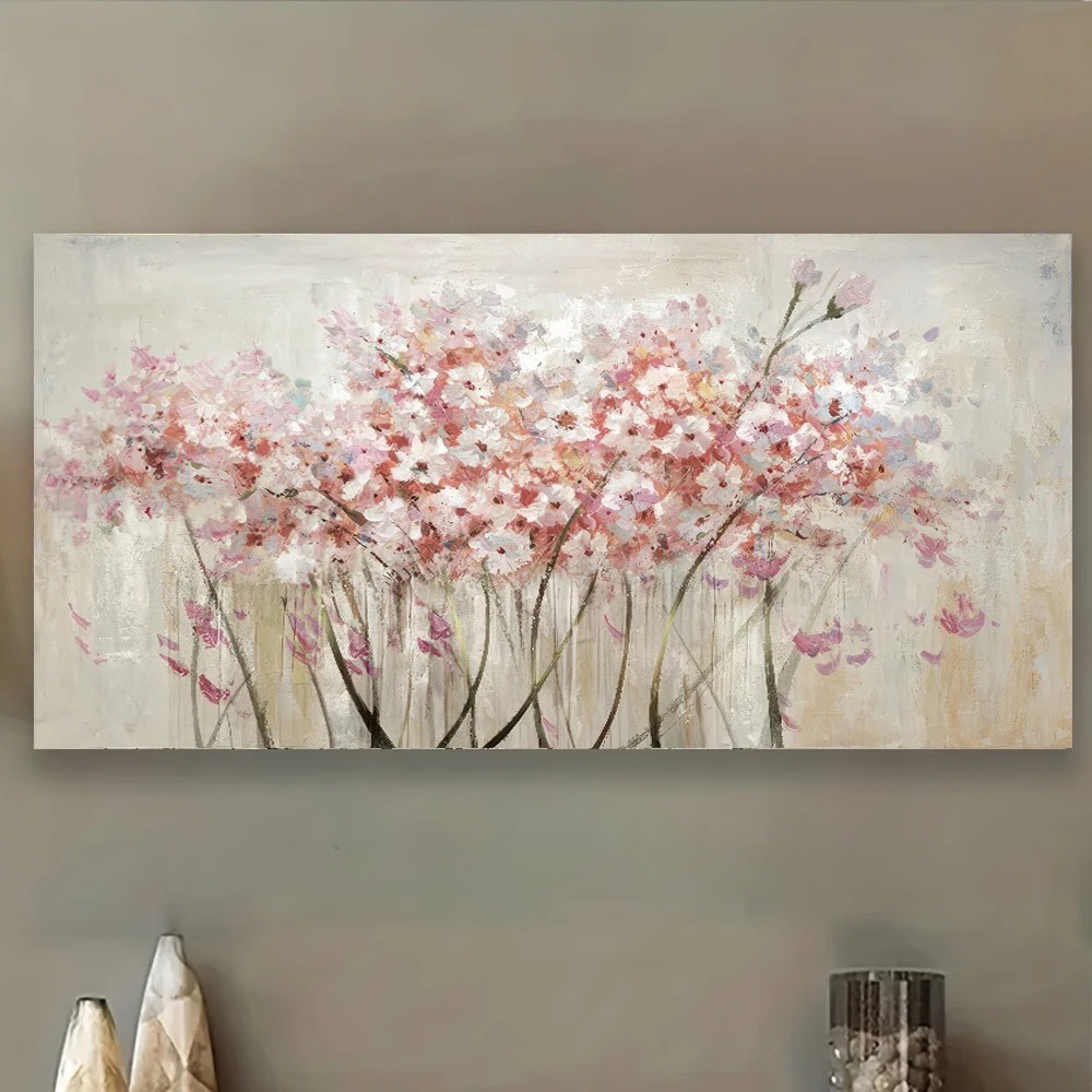 Pink & White Floral Canvas Art Canvas Painting Home Decor Wall Art Wall Picture