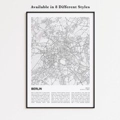 Berlin City Map Print, Germany Travel Poster, Modern Map, Wall Decor Art