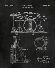 Set of 6 Chalkboard Patent Art Prints of Drums (8×10) Gifts for a Drummer Snare