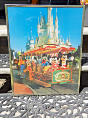 Vintage 80s Magic Kingdom Disney Castle Trolley Framed PosterCharacters 16×20