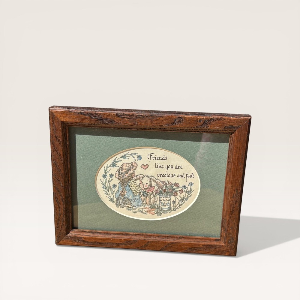 Cottagecore Small Matted Framed Vintage Creative Calligraphy “Friends” 6.5”x5.5”