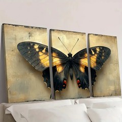 3pcs Vintage Butterfly & Leaf VBL Wall Art Canvas Unframed/Framed