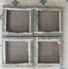 Leaf Botanical Canvas Pictures Set Of 4 Hand painted, 12X12X2 Home Decor Wall