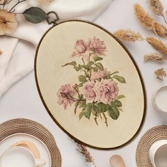 Pink Rose Floral Oval Wall Art Decor, Cottagecore Flower Canvas Prints Artwor…