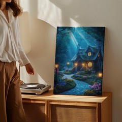 Whimsical Fairy Tale Cottage Nestled In A Lush, Enchanted Wall Art Canvas Print