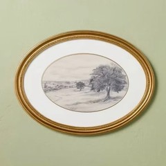 12″x16″ Horizontal Oval Landscape Sketch Framed Wall Art – Hearth & Hand NWT