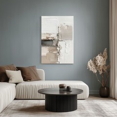 Abstract Beige Taupe Brown Oil Painting Print on Framed Canvas Wall Art, Neutral
