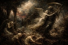 Creepy Art Print Death’s Angel Grim Reaper Undead Horror Painting 13×19 Poster