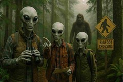 Alien Bigfoot Encounter Sci Fi Conspiracy Theory Wall Art Print Poster 16×24