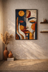 Black Woman Afrocentric Boho Geometric Portrait Poster Wall Art Decor