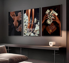 Trendy Black Girl Money Wall Art African American Women Pictures Wall Decor Fash