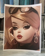 Retro Barbie Portrait Art Print 8×10 Silkstone Beauty #184A