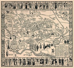 Pictorial Map of Oxfords History Historical Sites Landmarks Poster