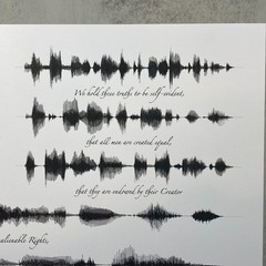 US Declaration Soundwave Flag Wall Art Print 12 x 18 in Black White 1776 Modern