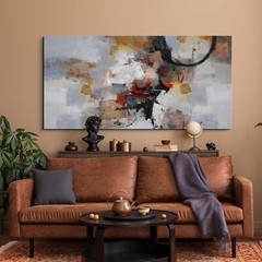 yiijeah Orange Wall Art – Large Abstract Canvas Wall Decor Living Room 60×120
