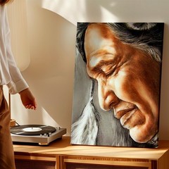Wall Art Native American Elder Portrait Canvas Print Rustic Southwestern Decor