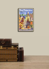 Visit San Francisco 1950s Vintage Style Airline Travel Poster – 16×24