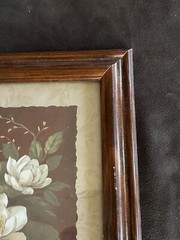 NIP 12” X 10” White Gardenia Print Hotel Art Framed In Plastic Wall Decor