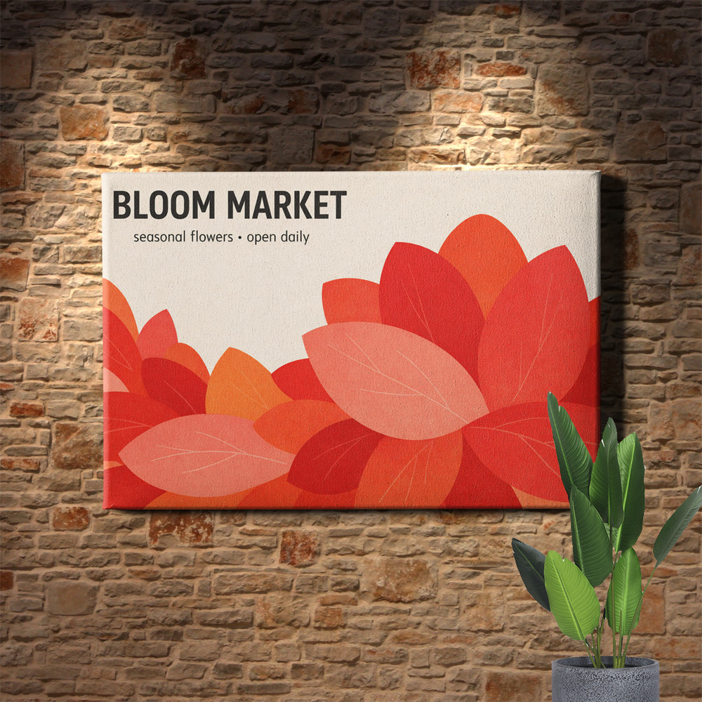 Minimal Floral Typography Art Print Bold Black Type Red Abstract Accent