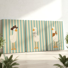 3 Pieces Adorable Duck Large Wall Art Canvas Set for Living Room Set Of 3