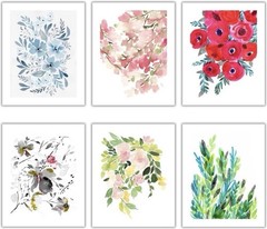 Floral Wall Art, Set of 6 Prints, 8×10 Inch, Semigloss Paper, Waterproof Ink