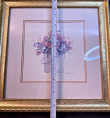 VTG Essex Fine Art Floral Gold Ornate Framed Watercolor Cottage Farmhouse Decor