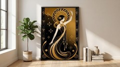 Art Deco Woman Poster Gold Black 1920s Gatsby Roaring Twenties Wall Art Print